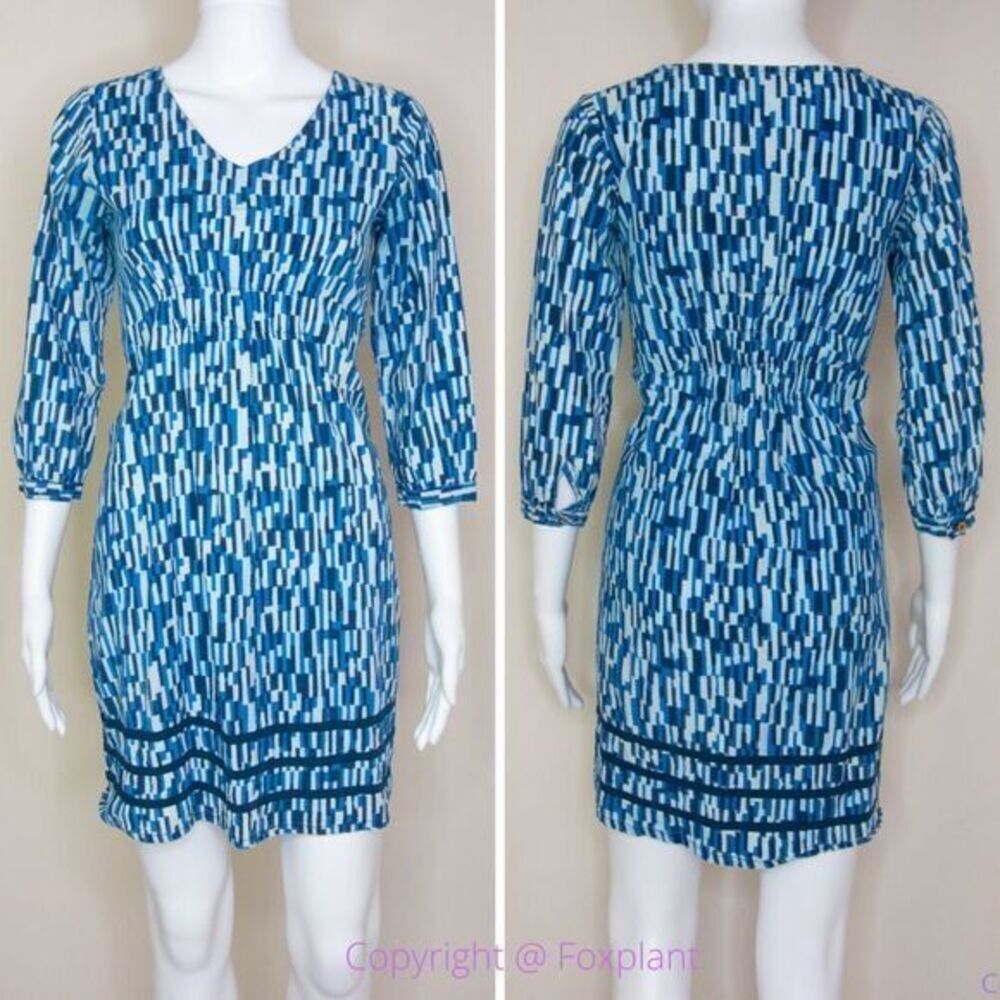 Mata Traders blue ikat 100% cotton dress, size XS